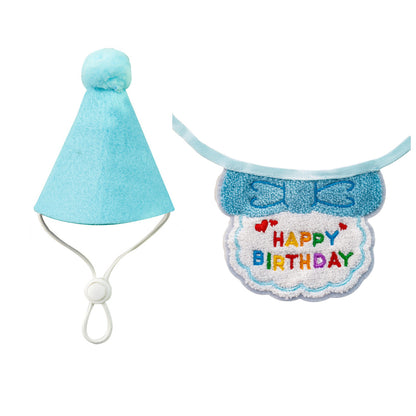 Cat Birthday Outfit – Party Hat & “Happy Birthday” Bib Set