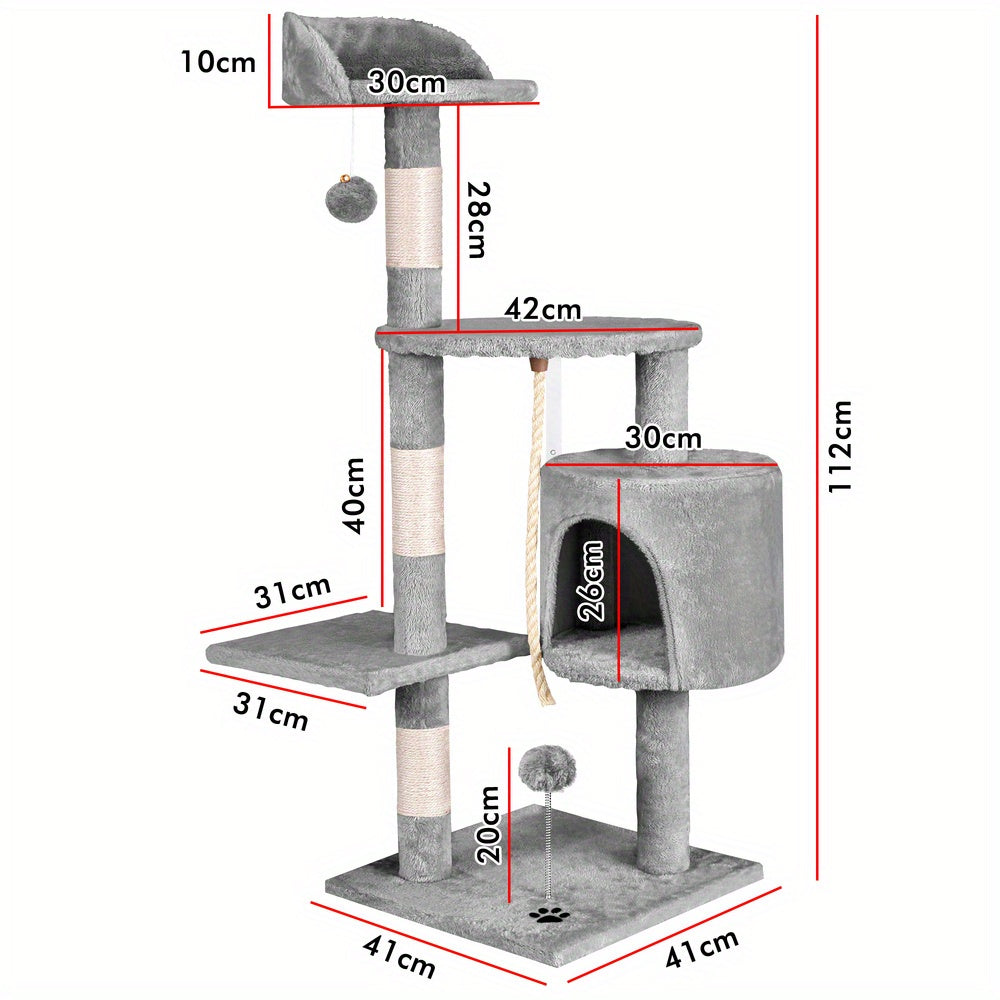 Multi-Level Cat Tree Tower with Scratching Posts & Hideaway