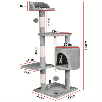 Multi-Level Cat Tree Tower with Scratching Posts & Hideaway