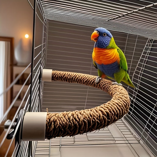 Natural Rope Bird Perch – Flexible Cage Mount