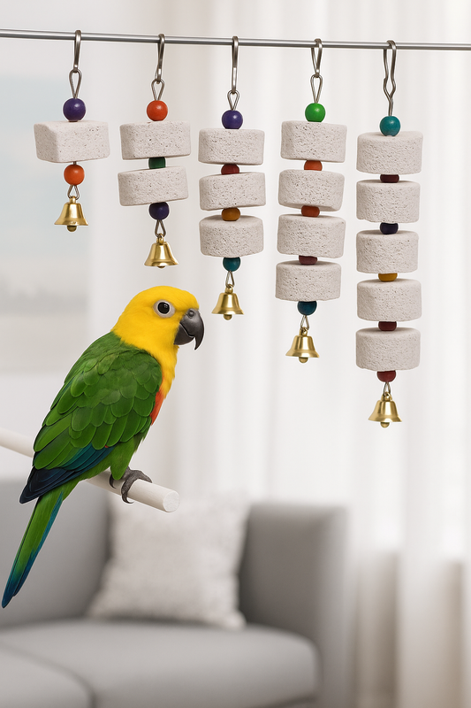 Natural Pumice Parrot Chew Toy – Teeth Grinding Hanging String