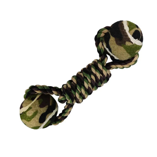Camo Large Rope Tug with 2 Tennis Balls