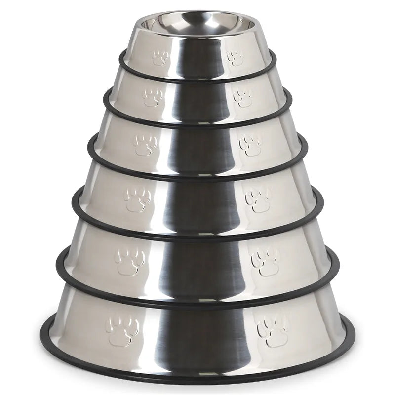 Stainless Steel Anti-Slip Pet Feeding Bowl – 6 Sizes