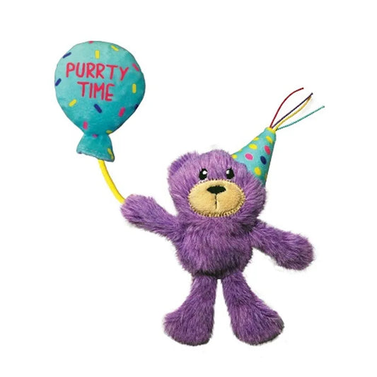 KONG Cat Occasions Birthday Teddy – Plush Cat Toy with Balloon