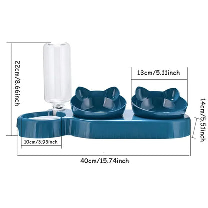 3-in-1 Cat Feeding Station – Food, Snack & Water Bowls with 500ml Auto Refill