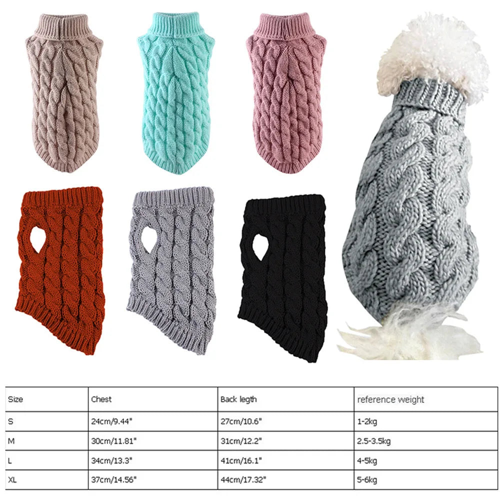 Cable Knit Dog Sweater – Warm Winter Pullover for Small to Medium Dogs
