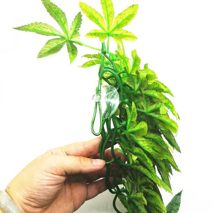 Hanging Reptile Terrarium Vines – Artificial Leaf Decor