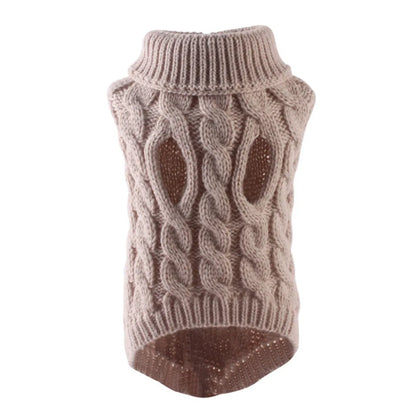 Cable Knit Dog Sweater – Warm Winter Pullover for Small to Medium Dogs