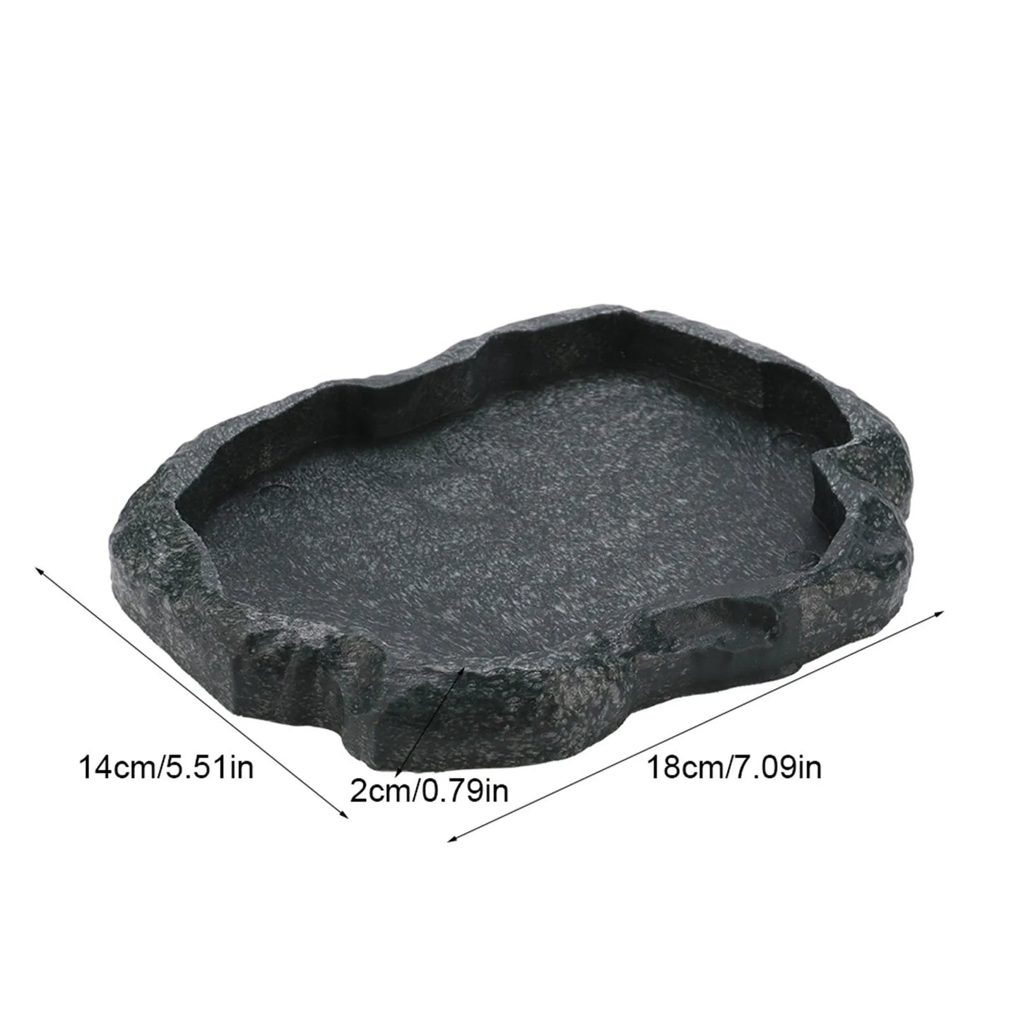 Rock-Style Reptile Feeding Bowl – Natural Look Resin Dish