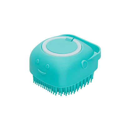 Pet Bathing Brush with Shampoo Dispenser – Soft Silicone Scrubber