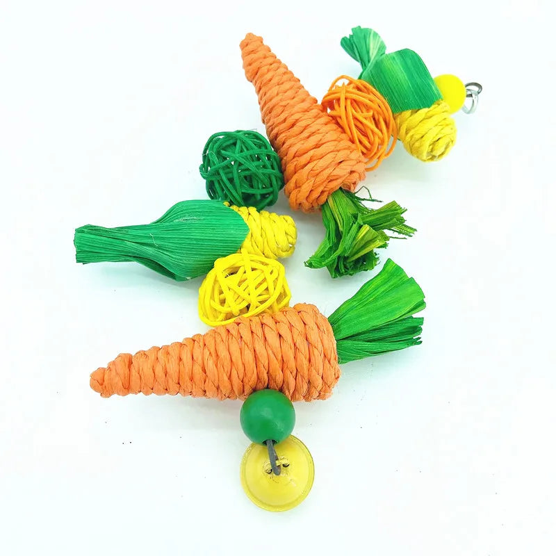 Carrot-Themed Bird Chew Toy – 2 Fun Variants for Foraging & Beak Health