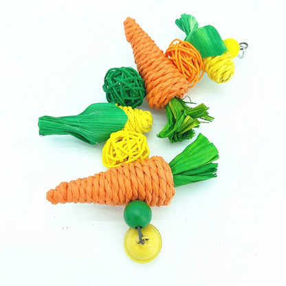 Carrot-Themed Bird Chew Toy – 2 Fun Variants for Foraging & Beak Health