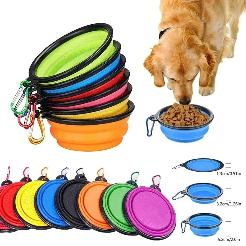 Collapsible Travel Pet Bowl with Clip – Portable Food & Water Dish