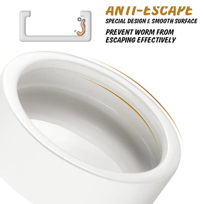 Ceramic Reptile Feeding Bowl – Anti-Escape Dish for Worms & Insects