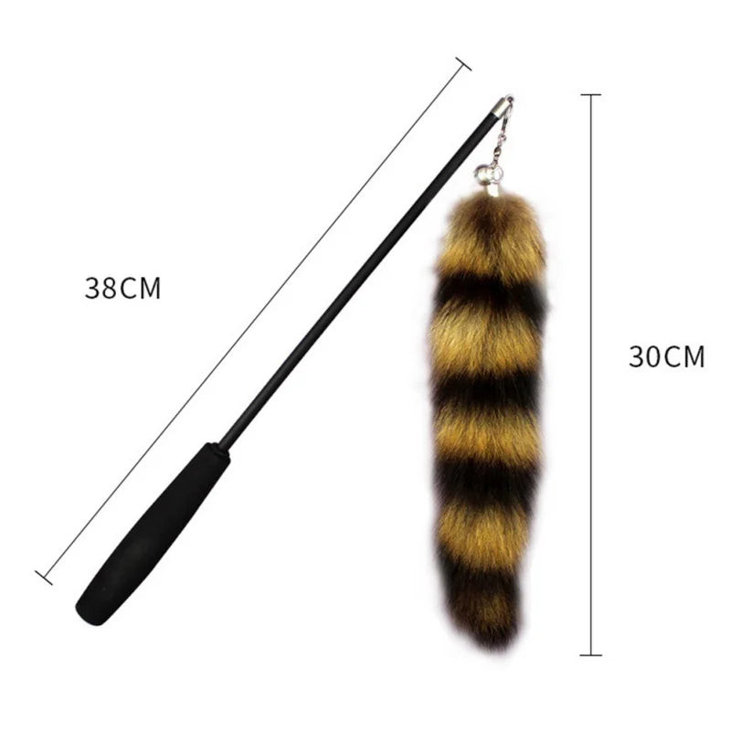 Interactive Retractable Cat Teaser Wand with Faux Fur Tail