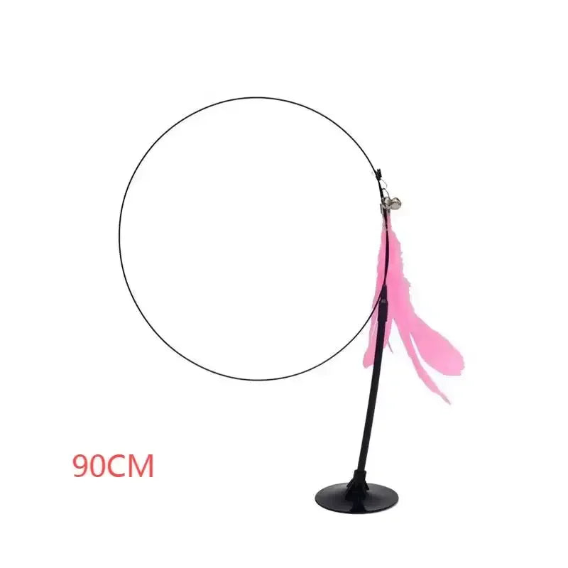 Suction Cup Cat-Teasing Wand – 90cm Interactive Feather Toy