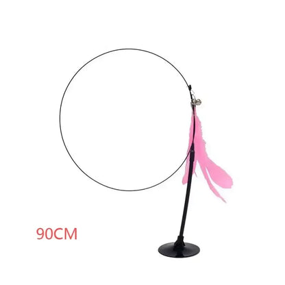 Suction Cup Cat-Teasing Wand – 90cm Interactive Feather Toy