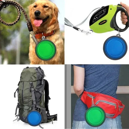 Collapsible Travel Pet Bowl with Clip – Portable Food & Water Dish