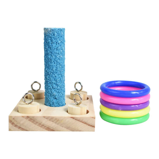 Bird Intelligence Training Toy – Ring Toss & Perch Combo with Hooks