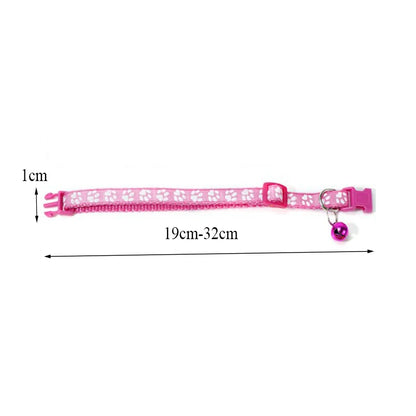 Adjustable Cat Collar with Bell – Reflective Paw Print Design