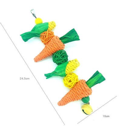 Carrot-Themed Bird Chew Toy – 2 Fun Variants for Foraging & Beak Health