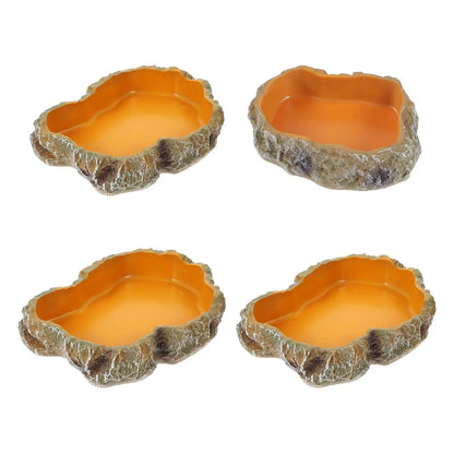 Natural Look Reptile Feeding Dish – Multi-Size Food & Water Bowl