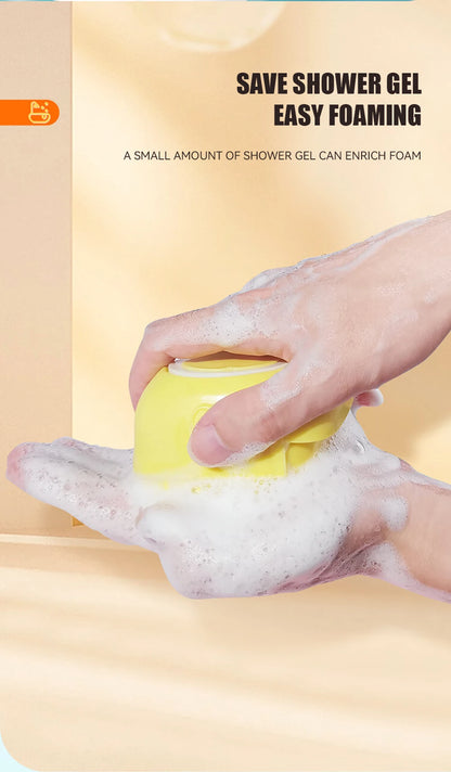 Pet Bathing Brush with Shampoo Dispenser – Soft Silicone Scrubber