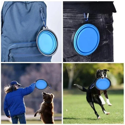 Collapsible Travel Pet Bowl with Clip – Portable Food & Water Dish