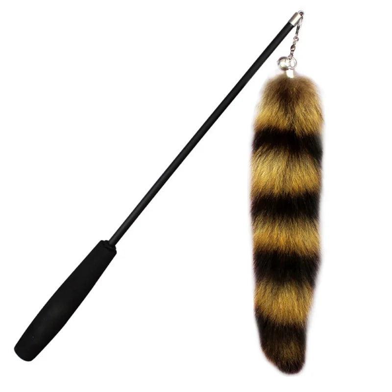 Interactive Retractable Cat Teaser Wand with Faux Fur Tail