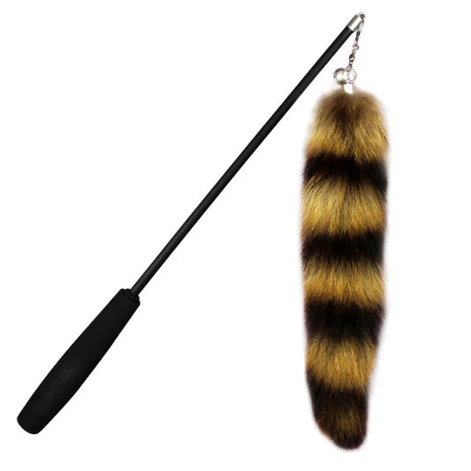 Interactive Retractable Cat Teaser Wand with Faux Fur Tail