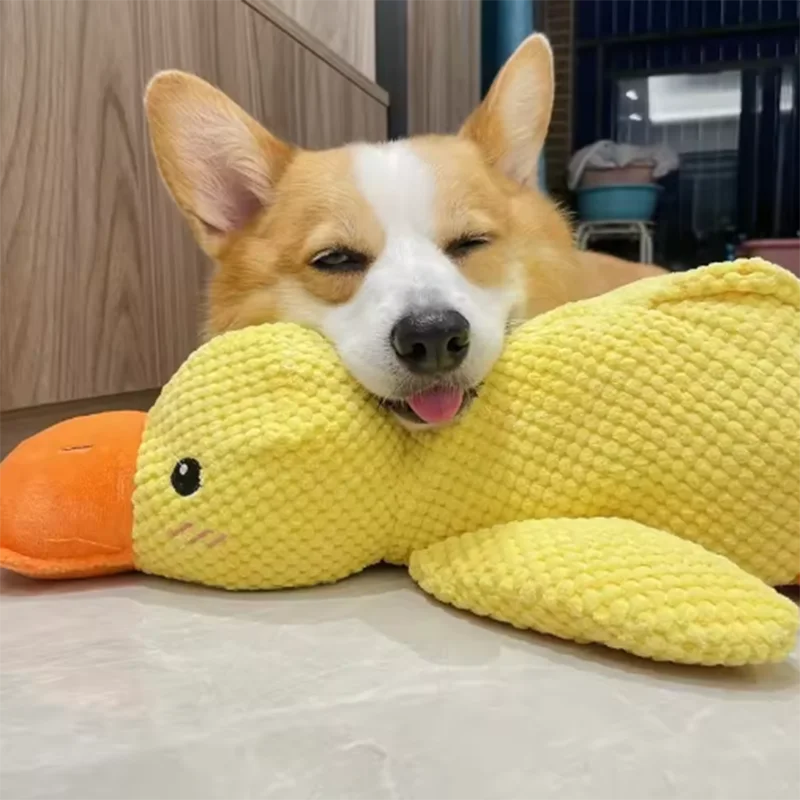 Plush Duck Dog Toy with Quack Sound – Soft Squeaky Playmate