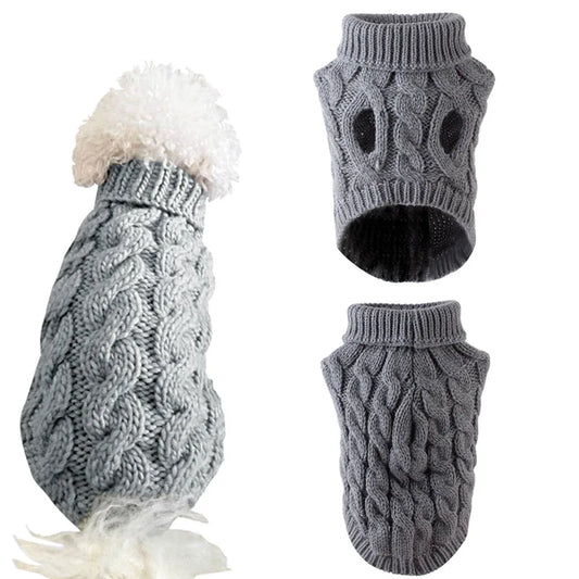 Cable Knit Dog Sweater – Warm Winter Pullover for Small to Medium Dogs