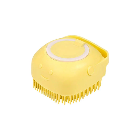 Pet Bathing Brush with Shampoo Dispenser – Soft Silicone Scrubber