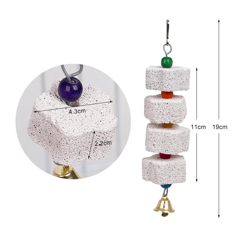 Natural Pumice Parrot Chew Toy – Teeth Grinding Hanging String