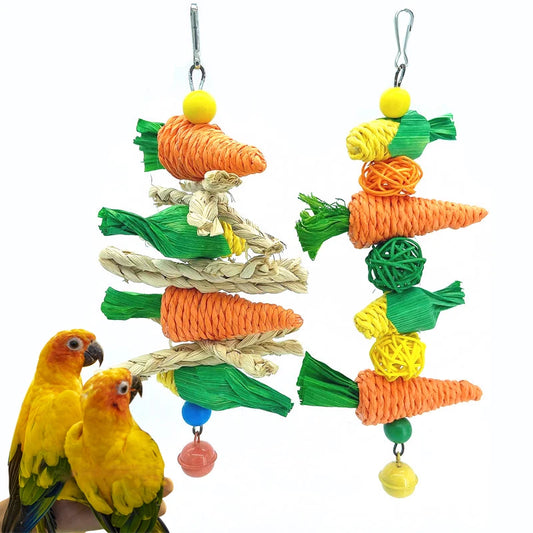 Carrot-Themed Bird Chew Toy – 2 Fun Variants for Foraging & Beak Health