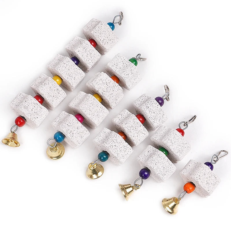 Natural Pumice Parrot Chew Toy – Teeth Grinding Hanging String