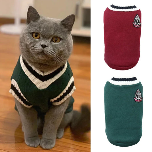 Preppy Knit Cat Sweater – Soft Pullover in 3 Colours