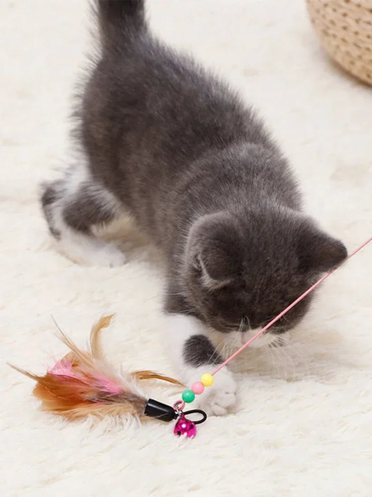 Suction Cup Cat-Teasing Wand – 90cm Interactive Feather Toy