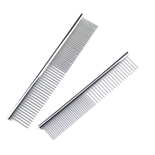 Stainless Steel Grooming Comb for Pets – Fine & Wide Tooth