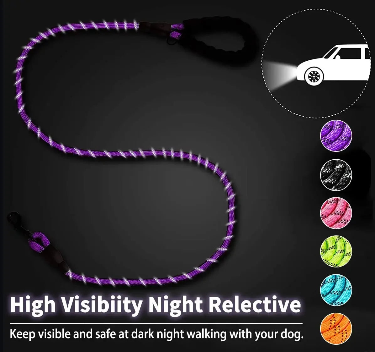 Heavy-Duty Reflective Dog Leash with Padded Handle