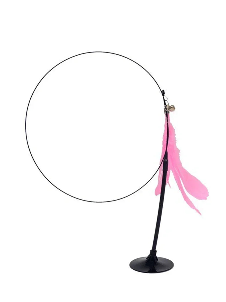 Suction Cup Cat-Teasing Wand – 90cm Interactive Feather Toy