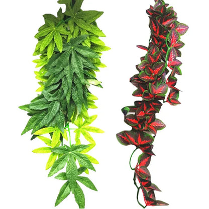Hanging Reptile Terrarium Vines – Artificial Leaf Decor