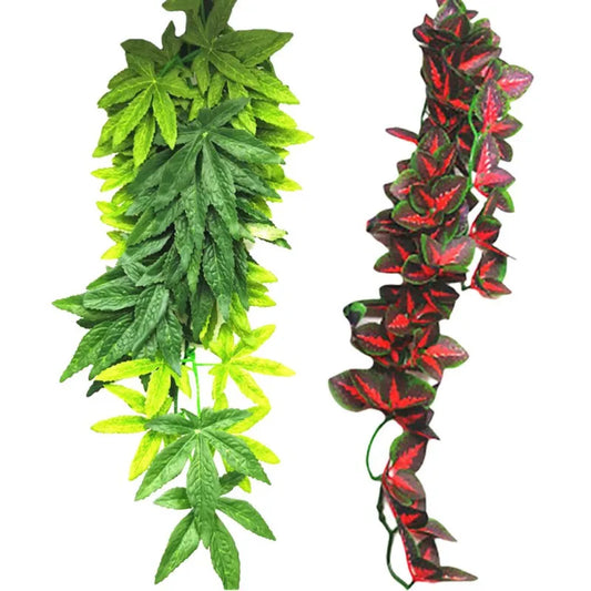 Hanging Reptile Terrarium Vines – Artificial Leaf Decor