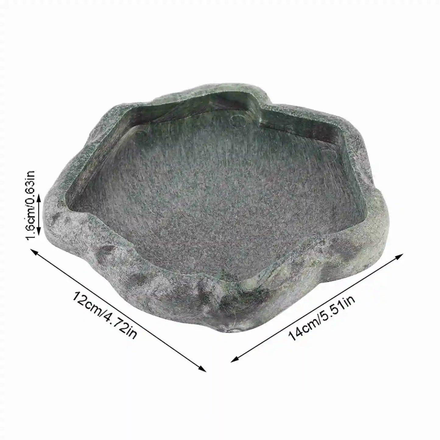 Rock-Style Reptile Feeding Bowl – Natural Look Resin Dish