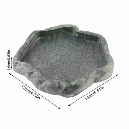 Rock-Style Reptile Feeding Bowl – Natural Look Resin Dish