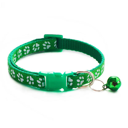 Adjustable Cat Collar with Bell – Reflective Paw Print Design