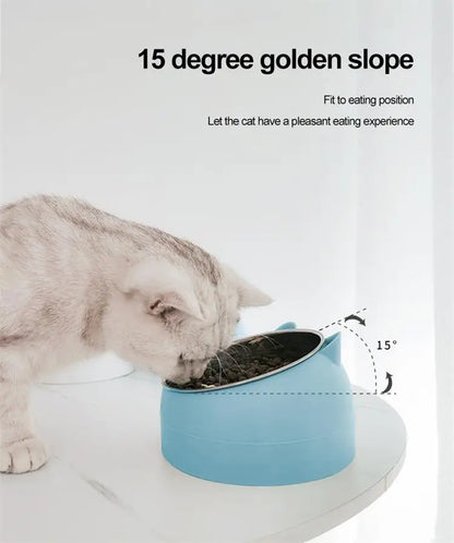 Ergonomic Cat Bowl – 15° Tilted Stainless Steel Feeder