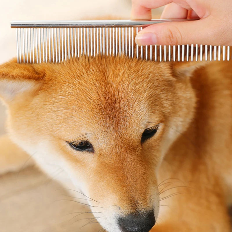 Stainless Steel Grooming Comb for Pets – Fine & Wide Tooth