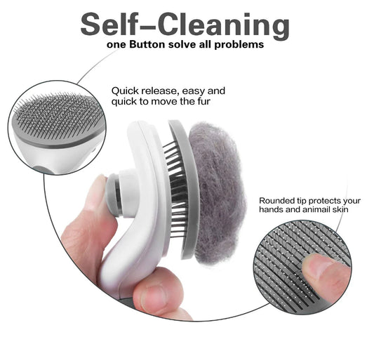Self-Cleaning Pet Comb – One-Press Fur Release