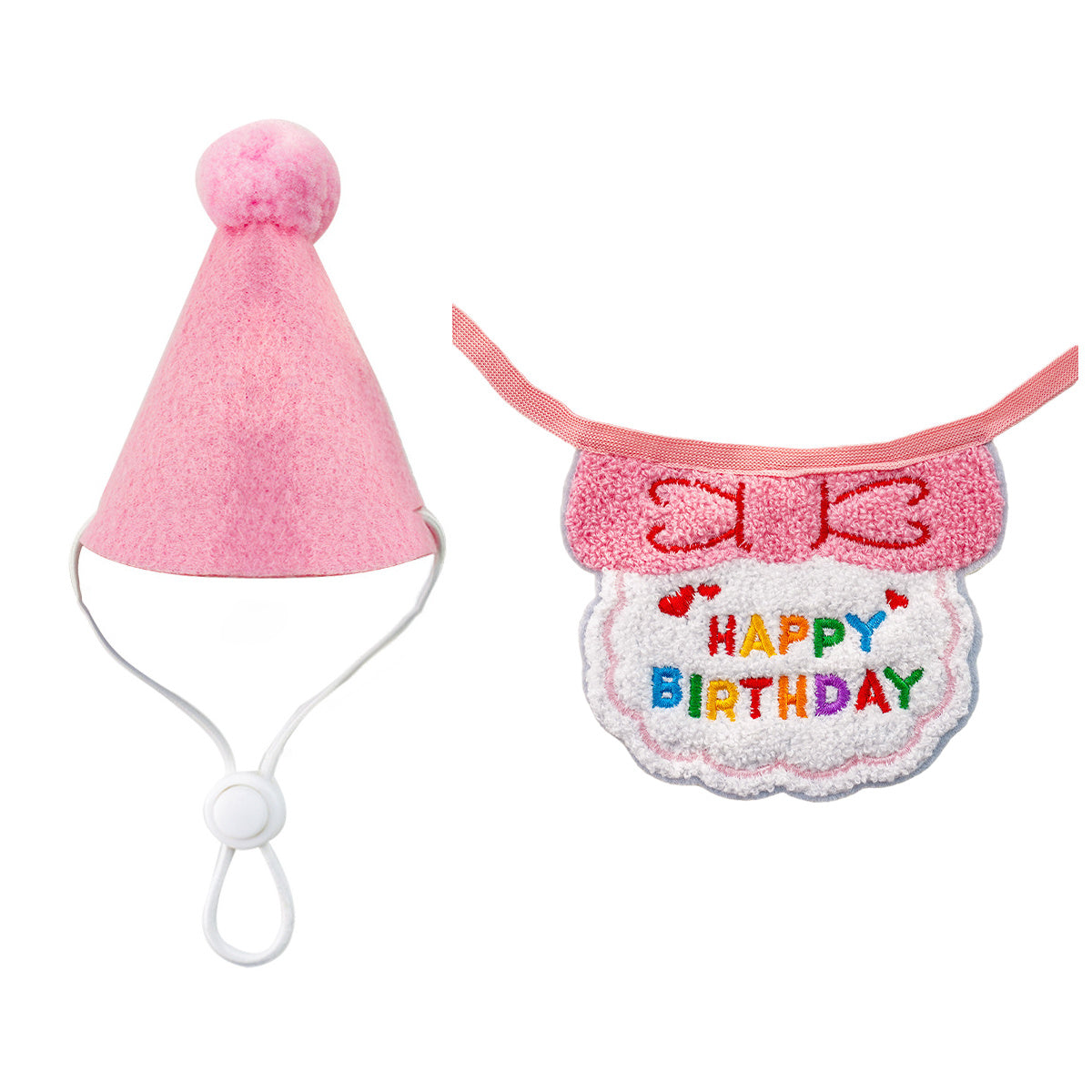 Cat Birthday Outfit – Party Hat & “Happy Birthday” Bib Set